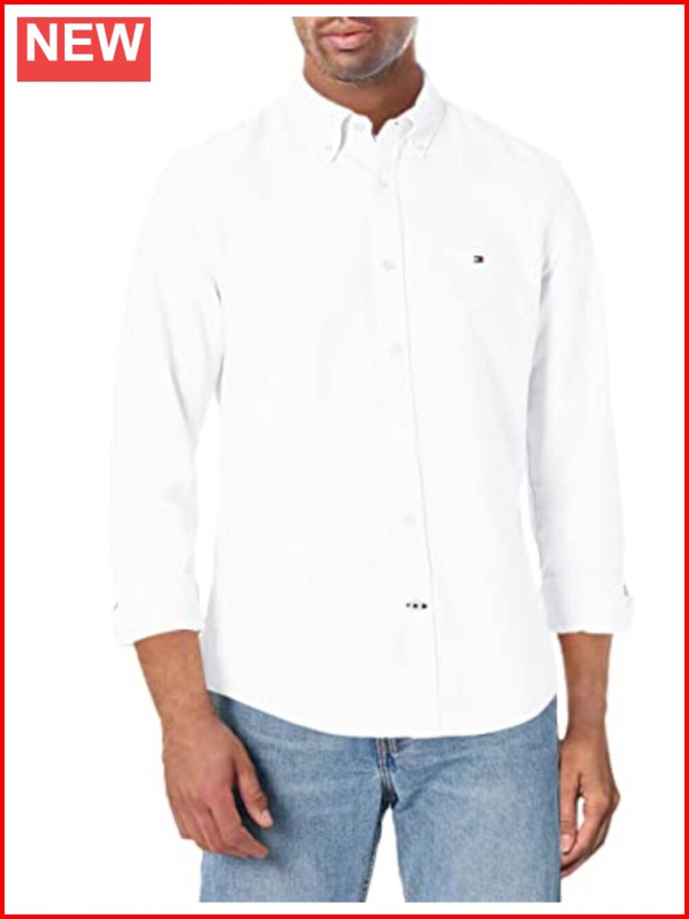 Long Sleeve Button-Down Oxford Shirt Regular Fit Cotton Stretch